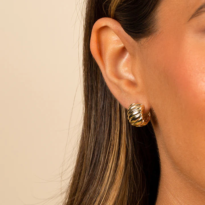 Ultra Wide Mini Ridged Huggie Earring