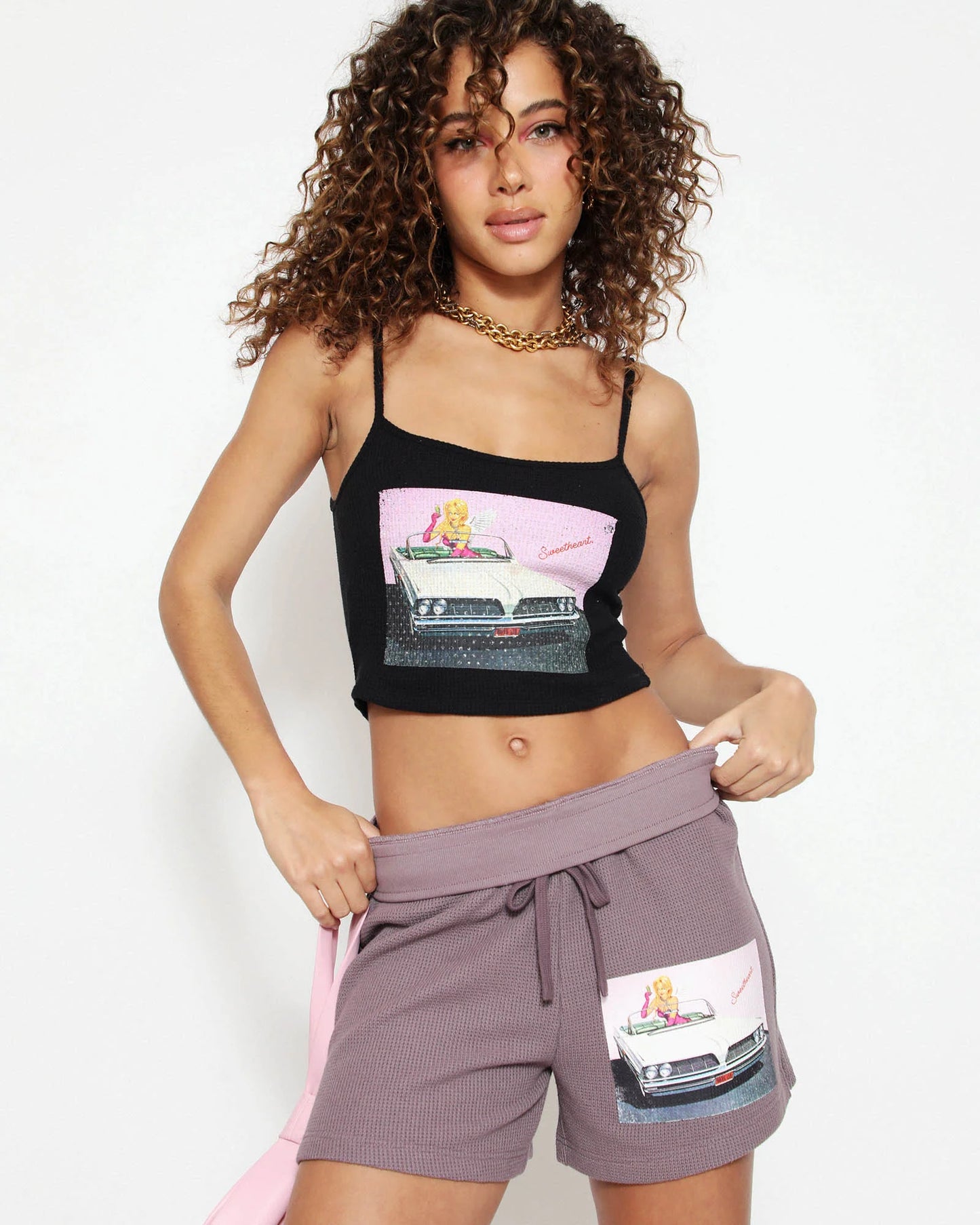 Fare Enough Thermal Tank with Rhinestones