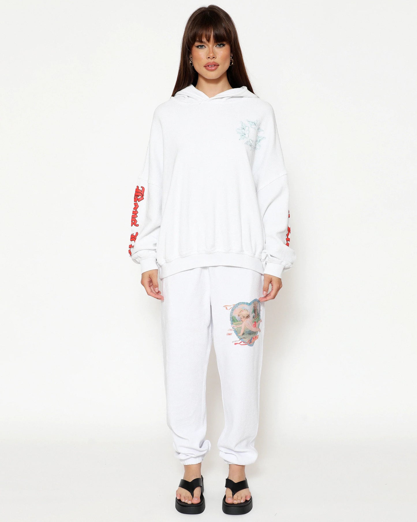White Straight Flush Sweatpants