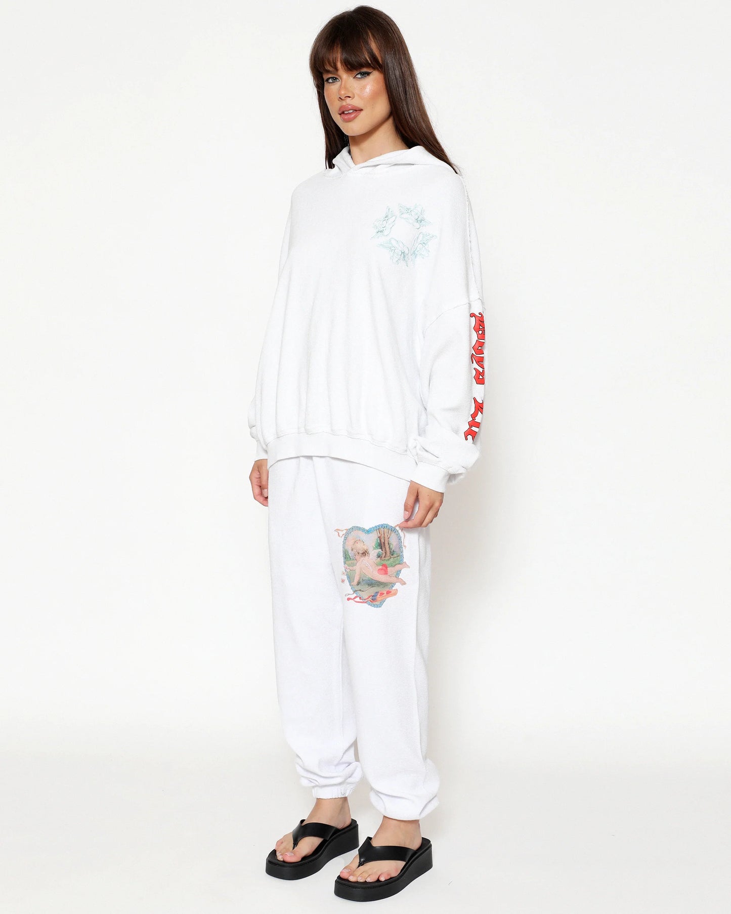 White Straight Flush Sweatpants
