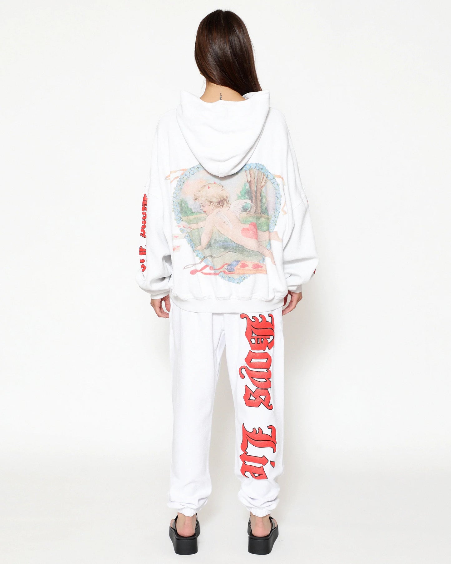 White Straight Flush Sweatpants