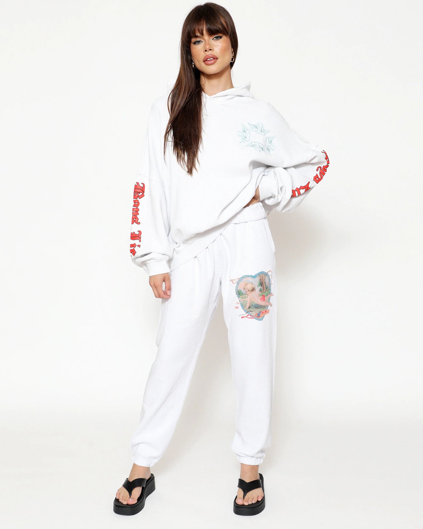 White Straight Flush Sweatpants