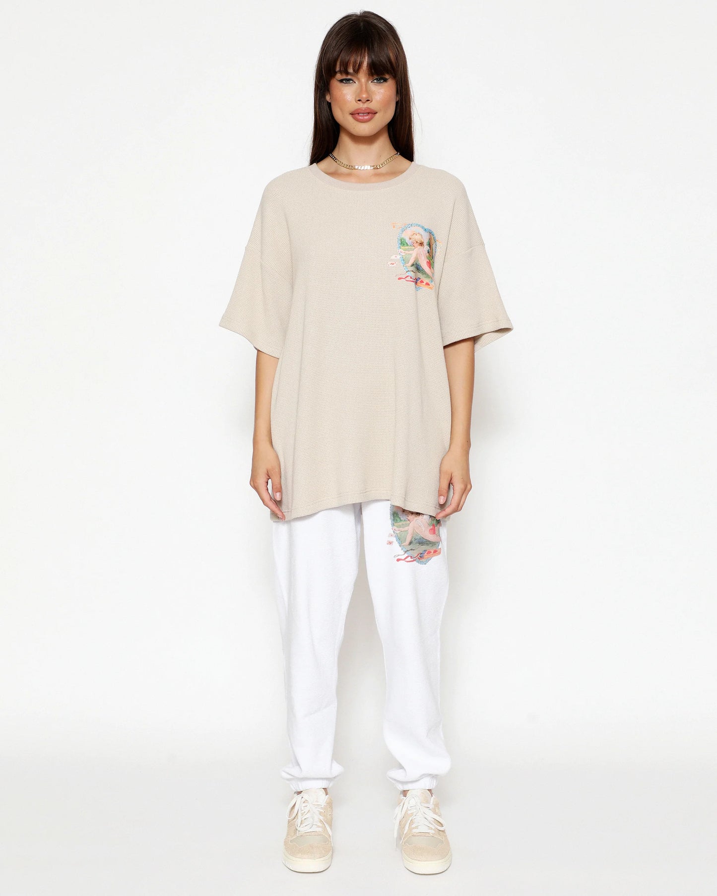 Tan Straight Flush Boyfriend Tee