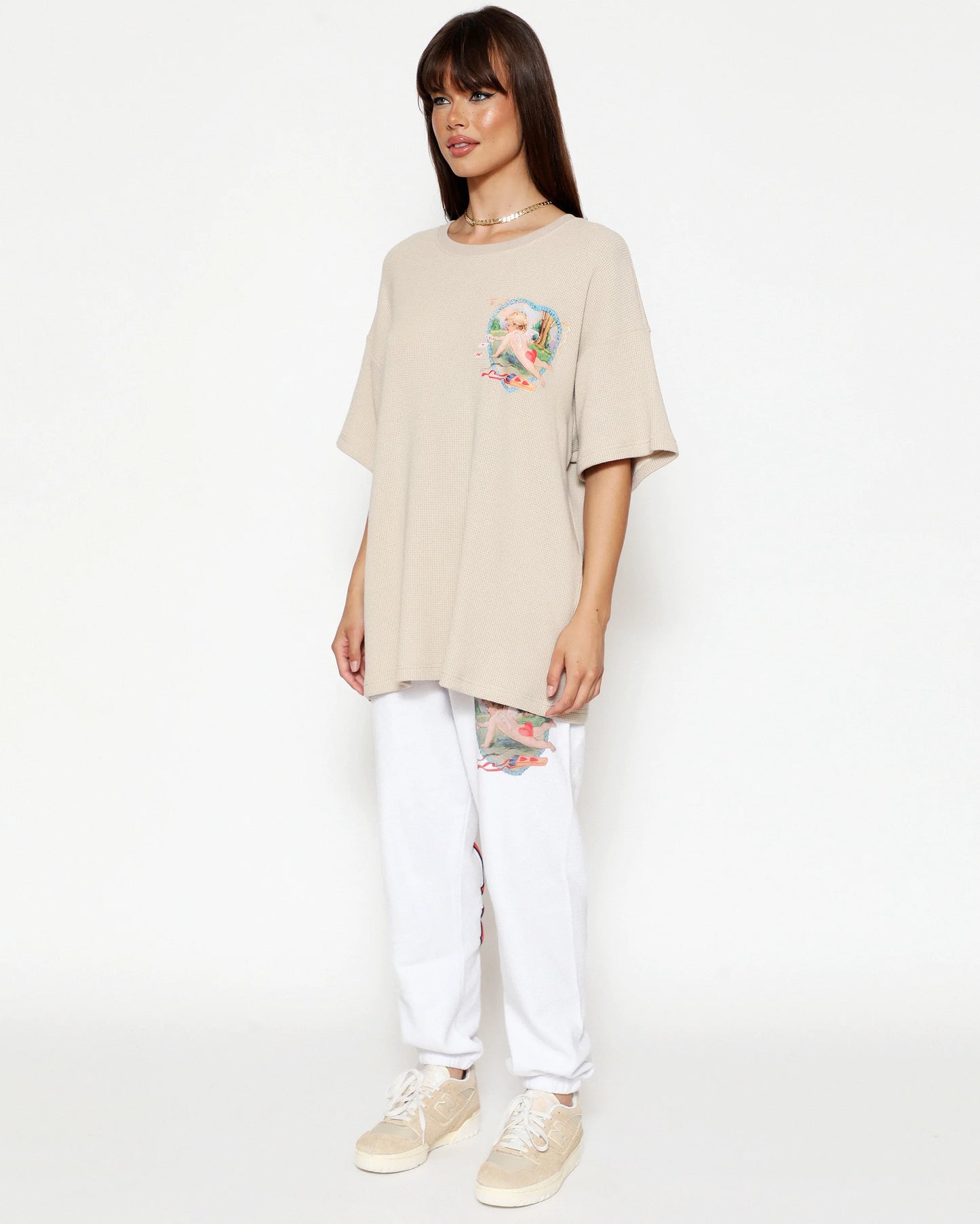 Tan Straight Flush Boyfriend Tee