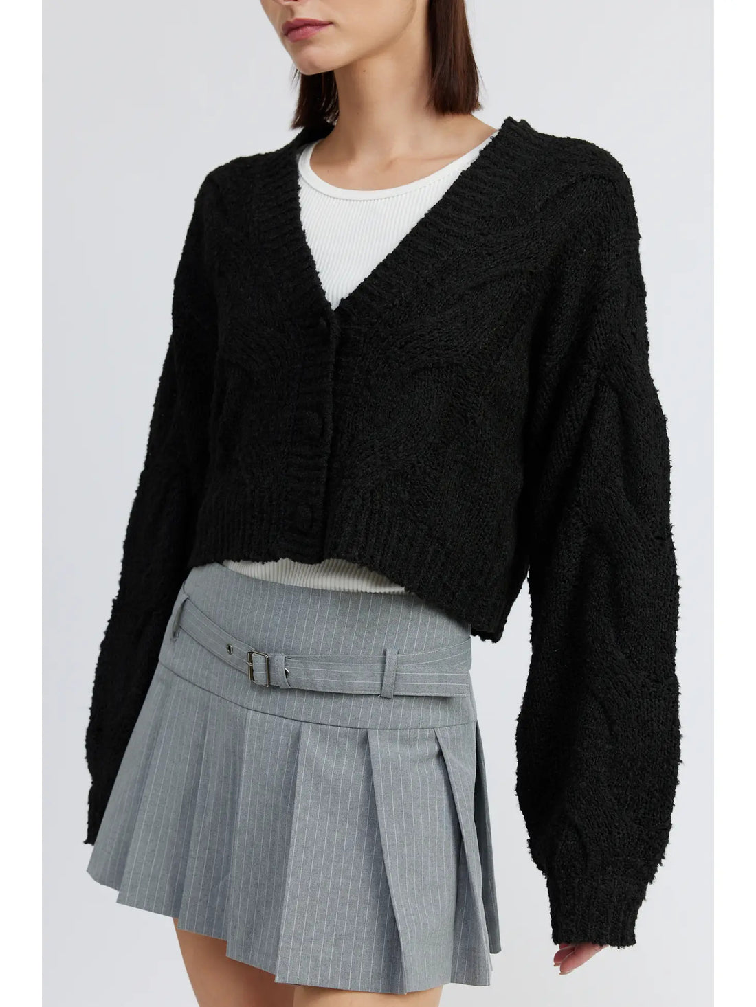 Mixed Yarn Button Down Cardigan