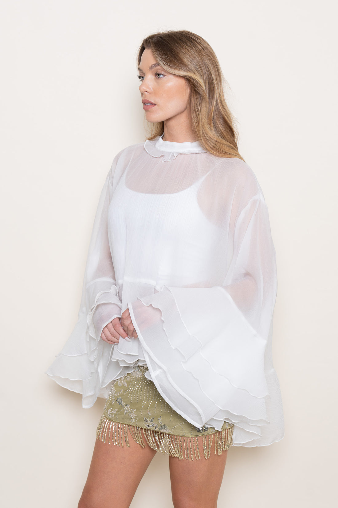 Summer Romantic Ruffle Oversized Long Sheer TOP