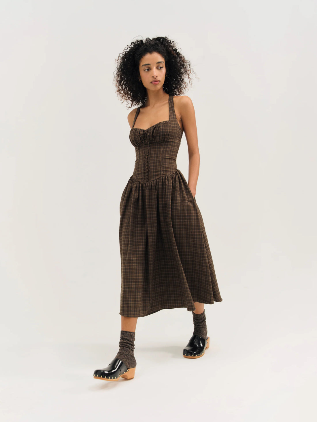 University Plaid Midi Dress
