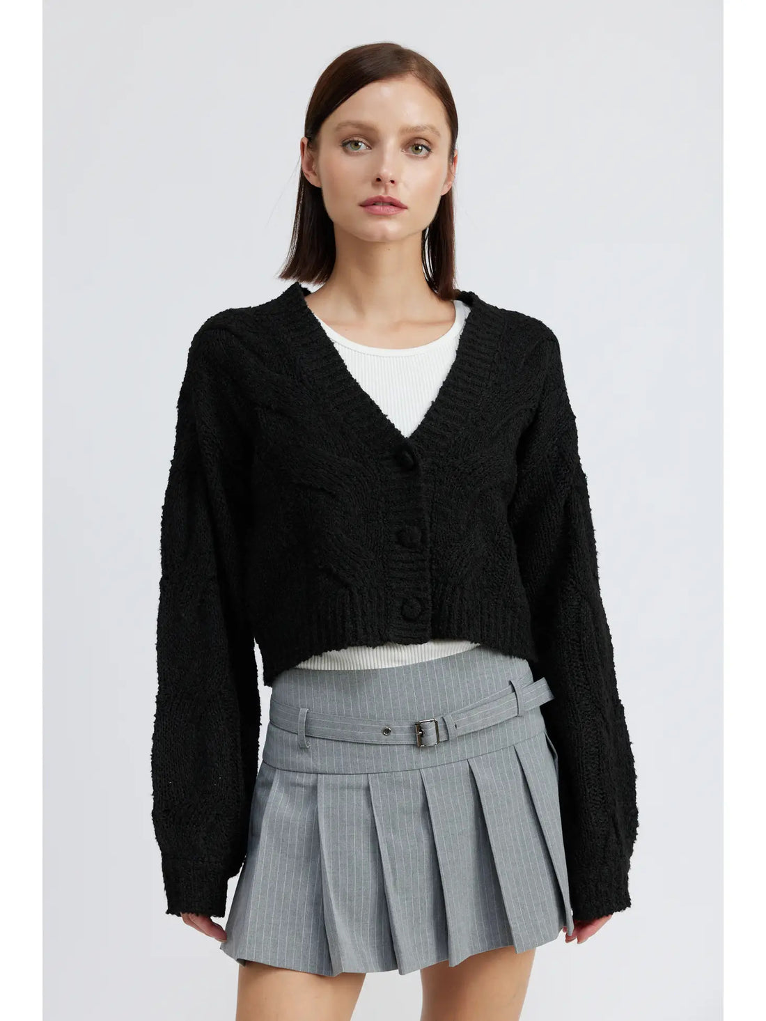 Mixed Yarn Button Down Cardigan