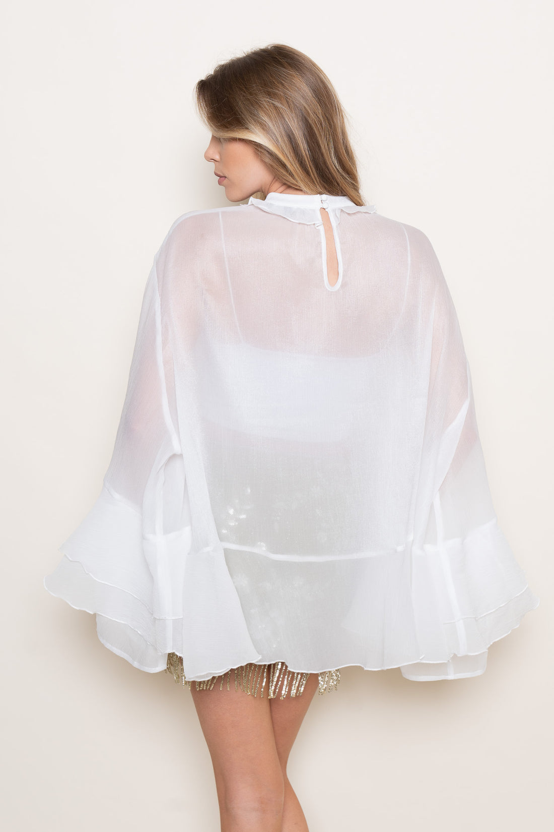 Summer Romantic Ruffle Oversized Long Sheer TOP