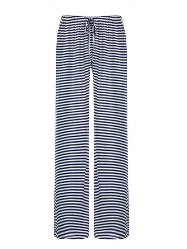 Slouchy Striped Lace-Up Low-Rise Draped Trousers