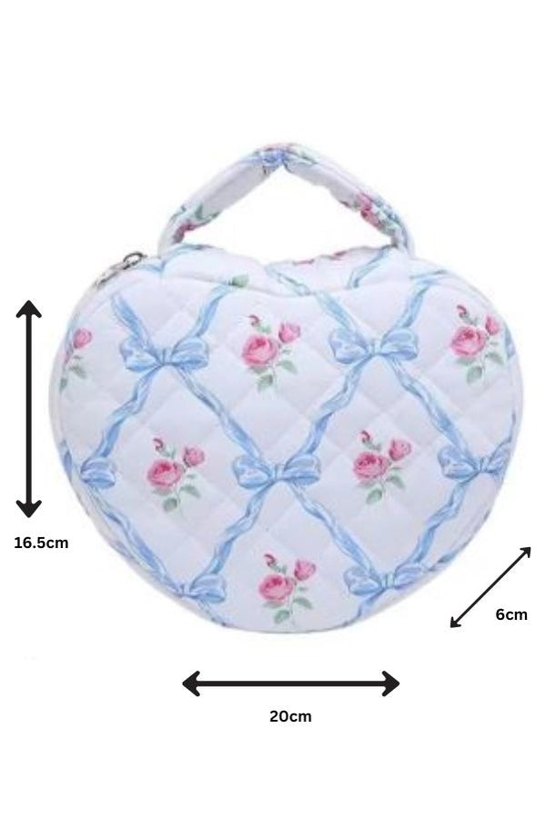 Blue Bow Coquette Heart Shaped Bag