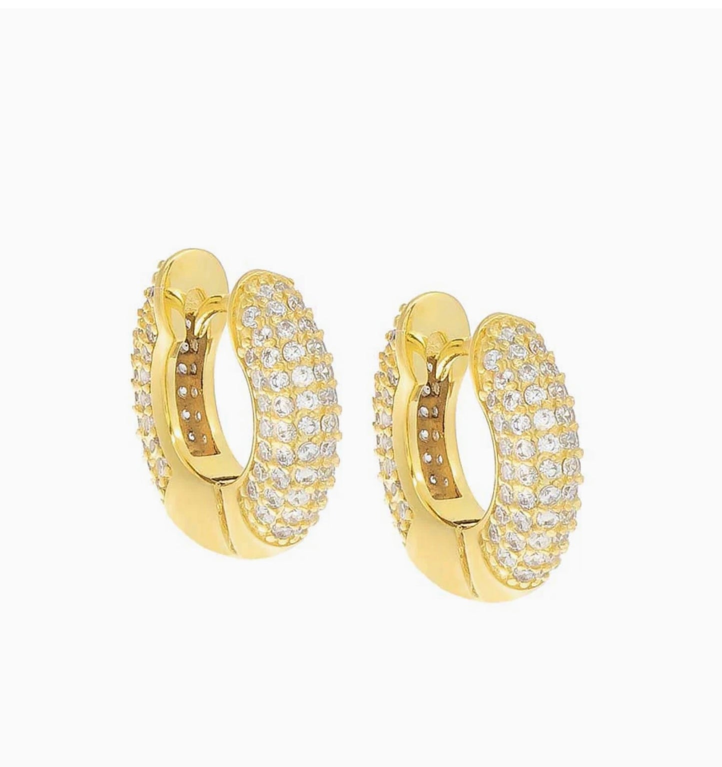 Mini Chunky Pavé Huggie Earring- Gold