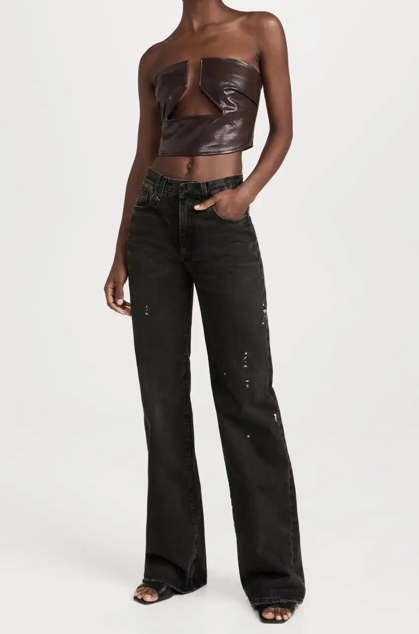 Avery Croc Faux Leather Prong Top