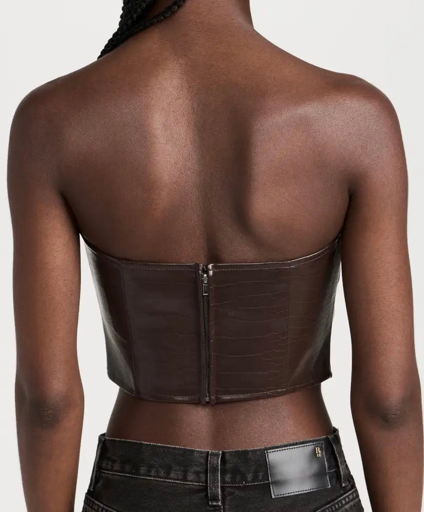 Avery Croc Faux Leather Prong Top