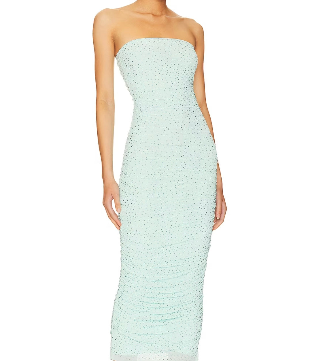 Covell Rhinestone Dress- Ice Blue