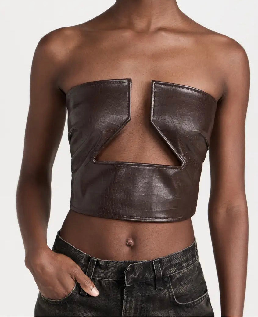 Avery Croc Faux Leather Prong Top