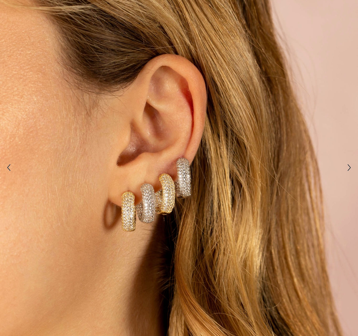 Mini Chunky Pavé Hoop Earrings- Silver