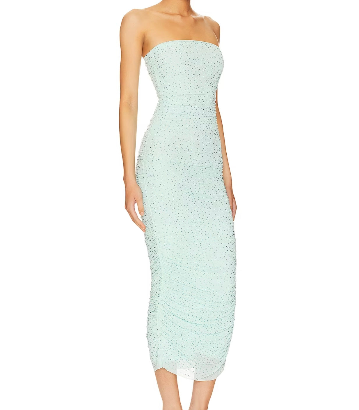 Covell Rhinestone Dress- Ice Blue