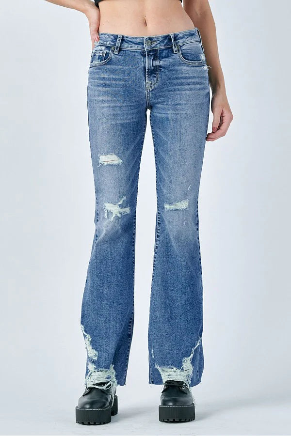 Happi Low Rise Distressed Hem Flare
