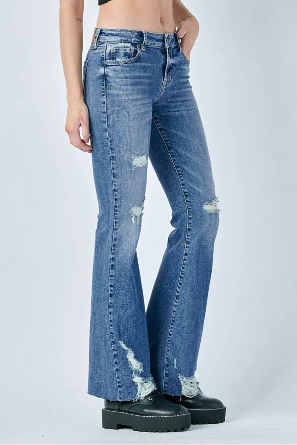 Happi Low Rise Distressed Hem Flare