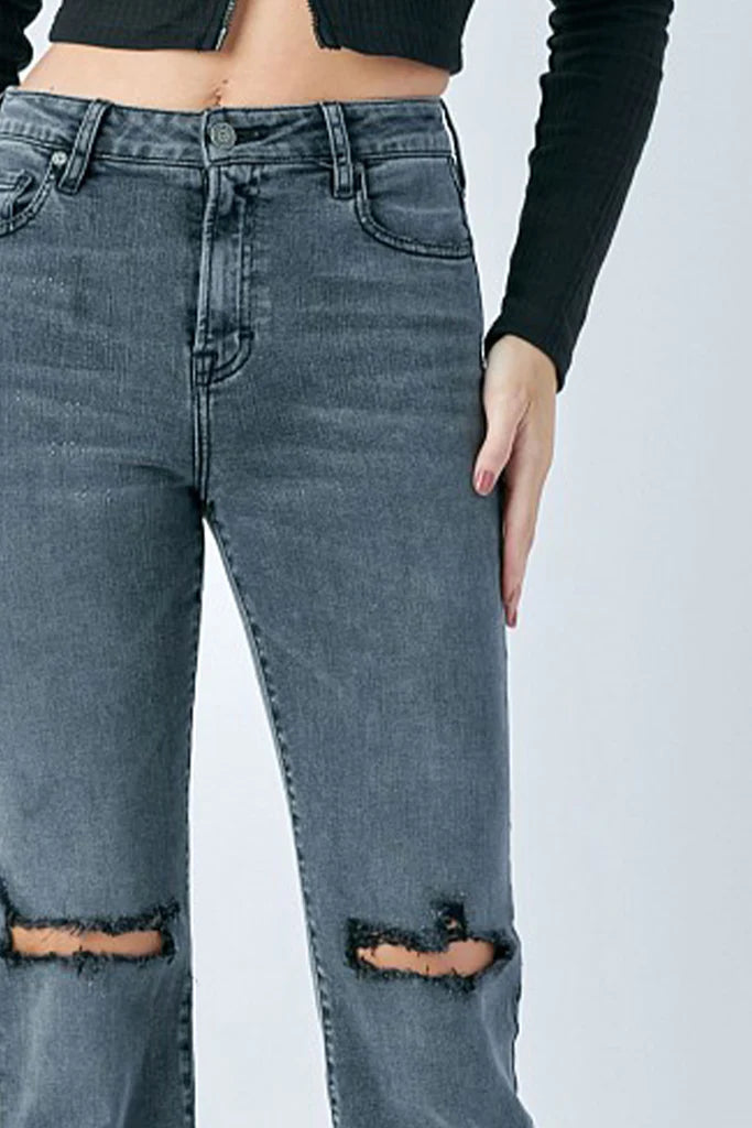 Ryan Charcoal Raw Hem Bootcut