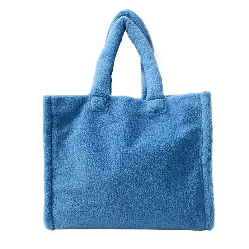 Astrid Sherpa Tote- Blue Teddy