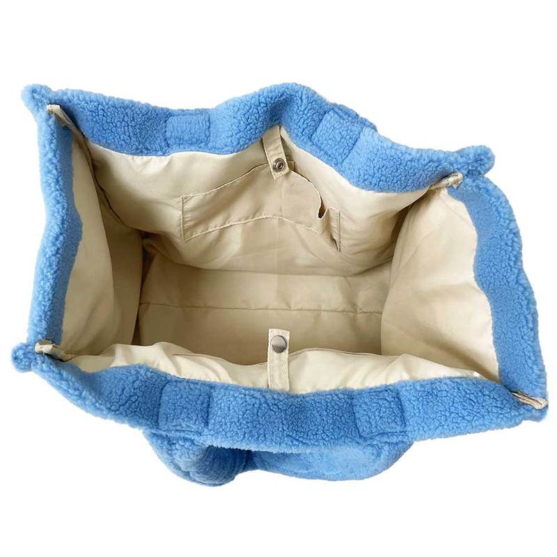Astrid Sherpa Tote- Blue Teddy