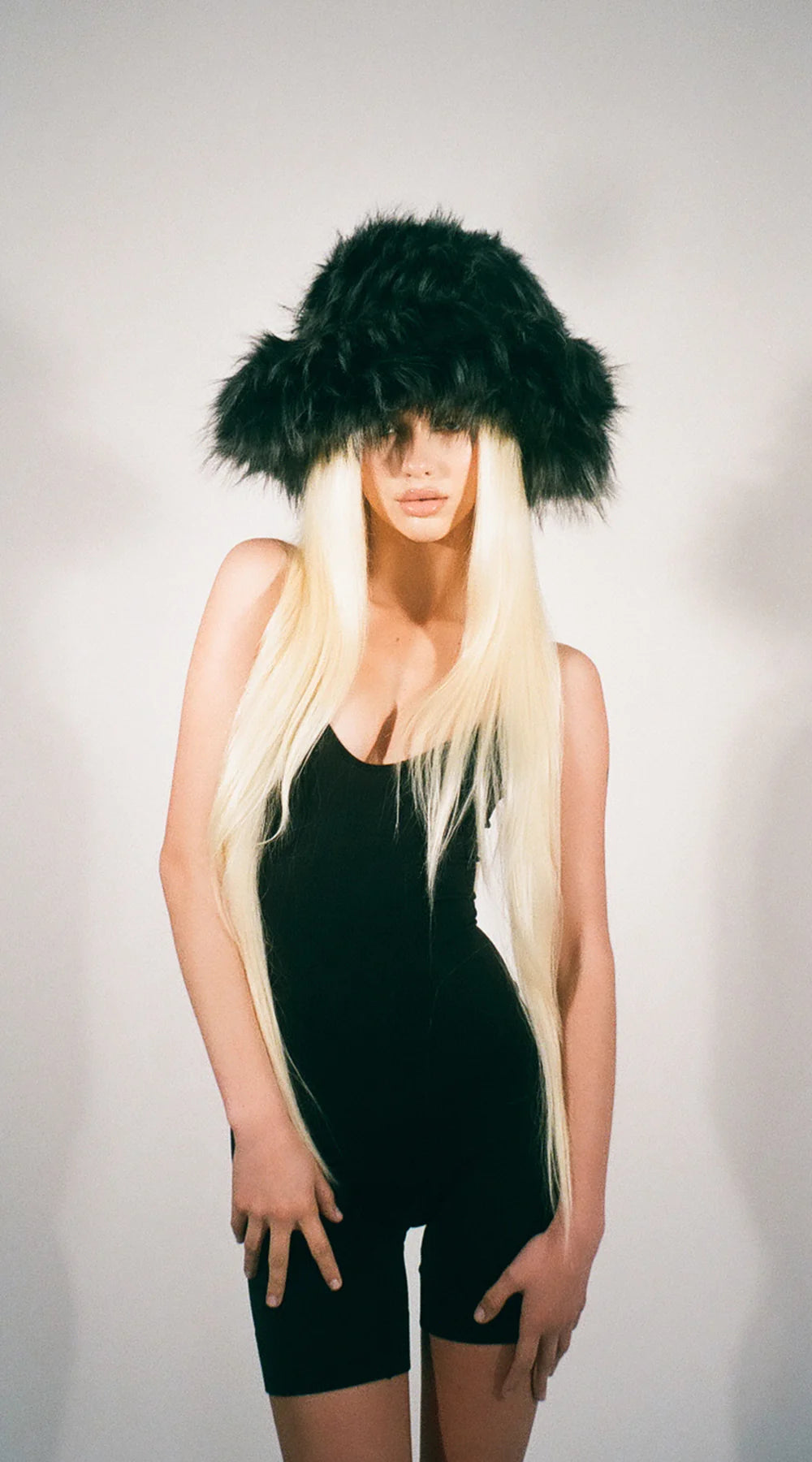 Furry Bucket Hat- Black