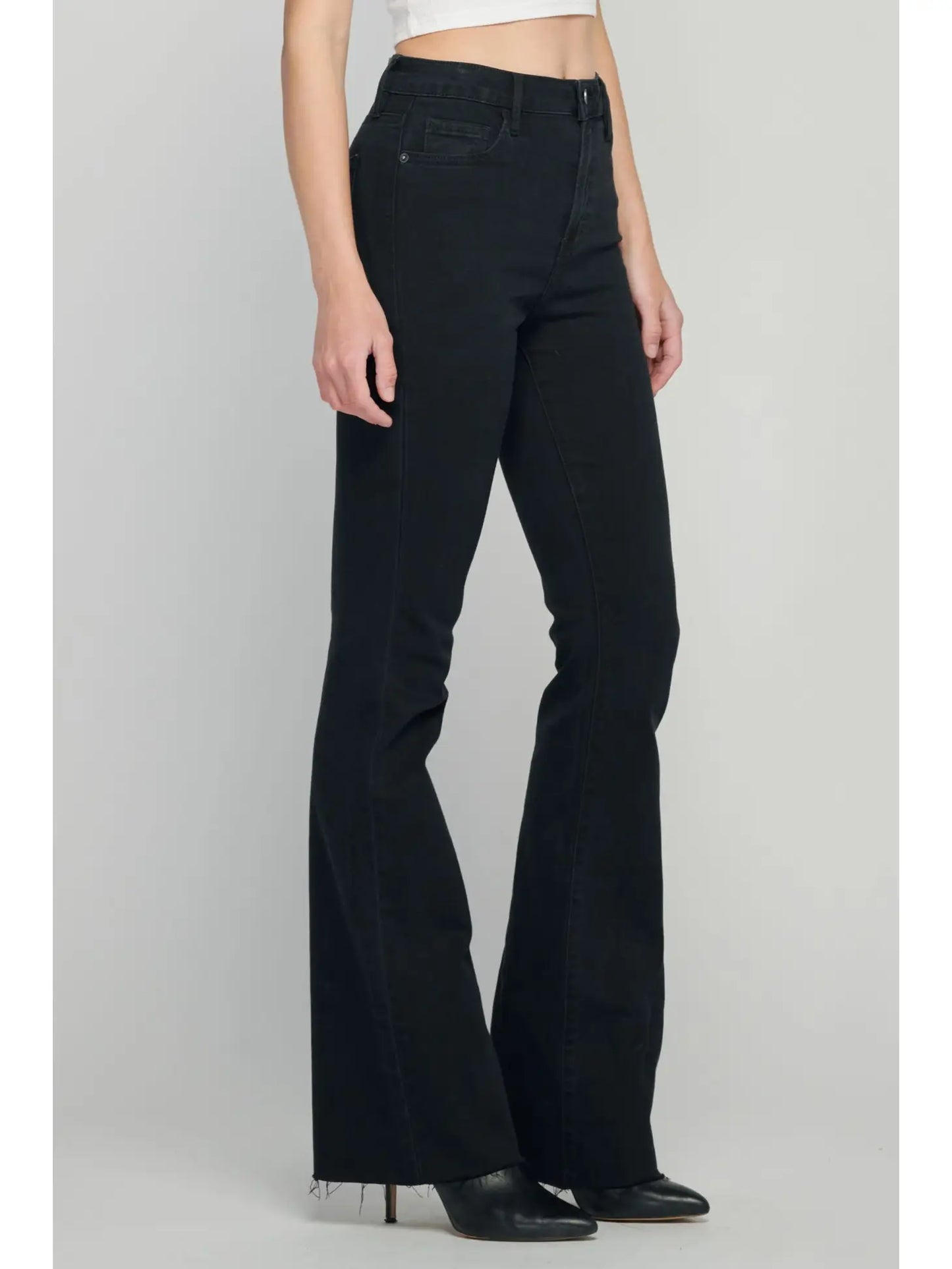 Jet Black 33" Inseam Raw Hem Flare