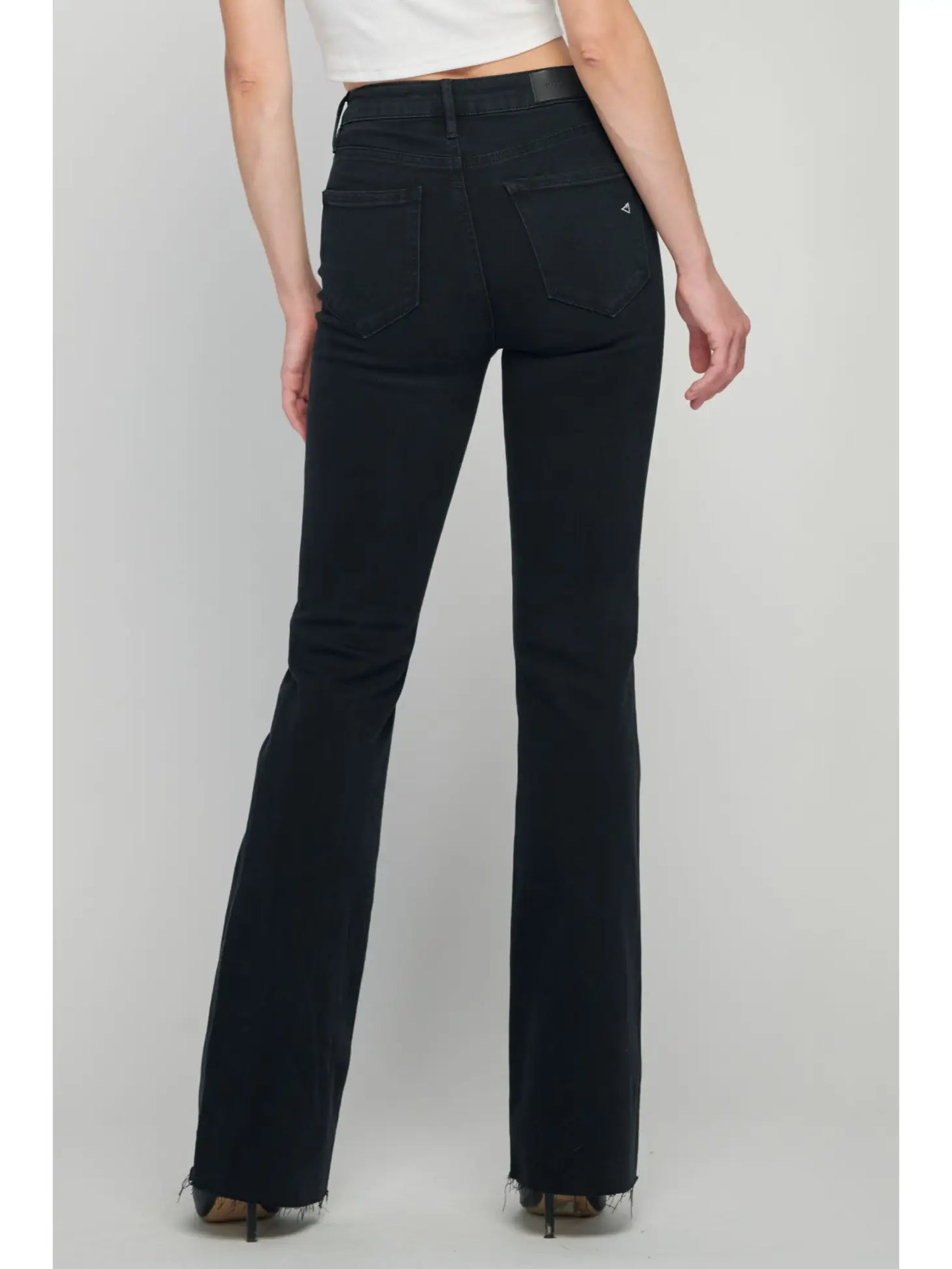 Jet Black 33" Inseam Raw Hem Flare