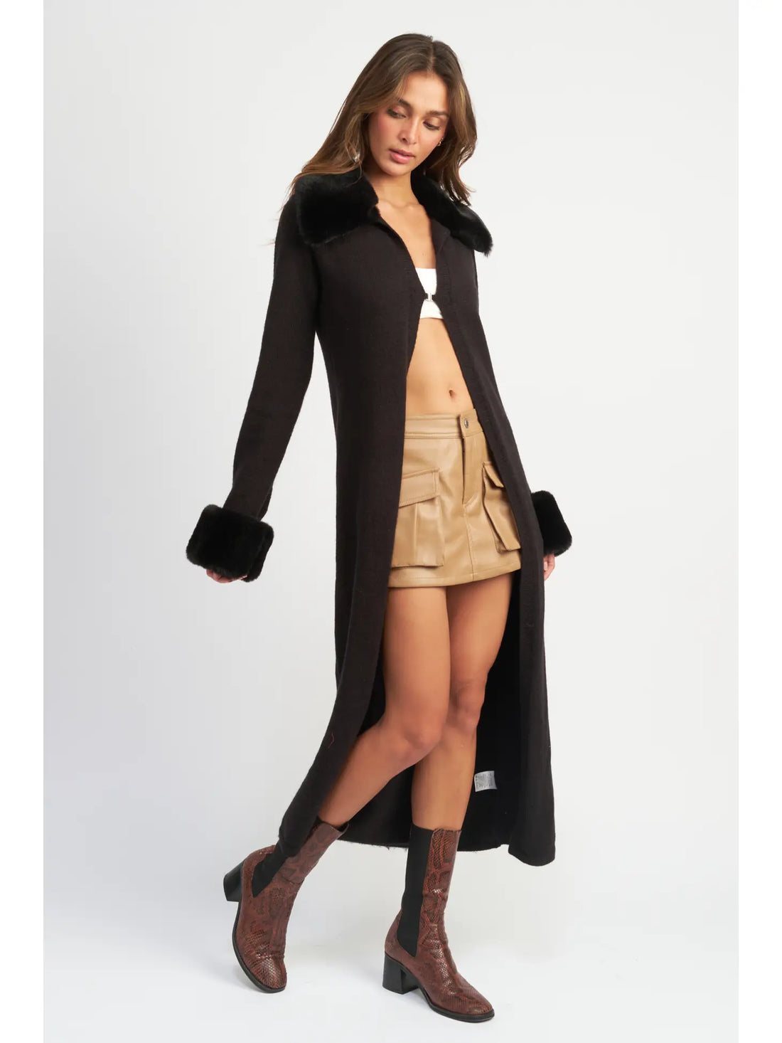 Mix Media Knit Cardigan