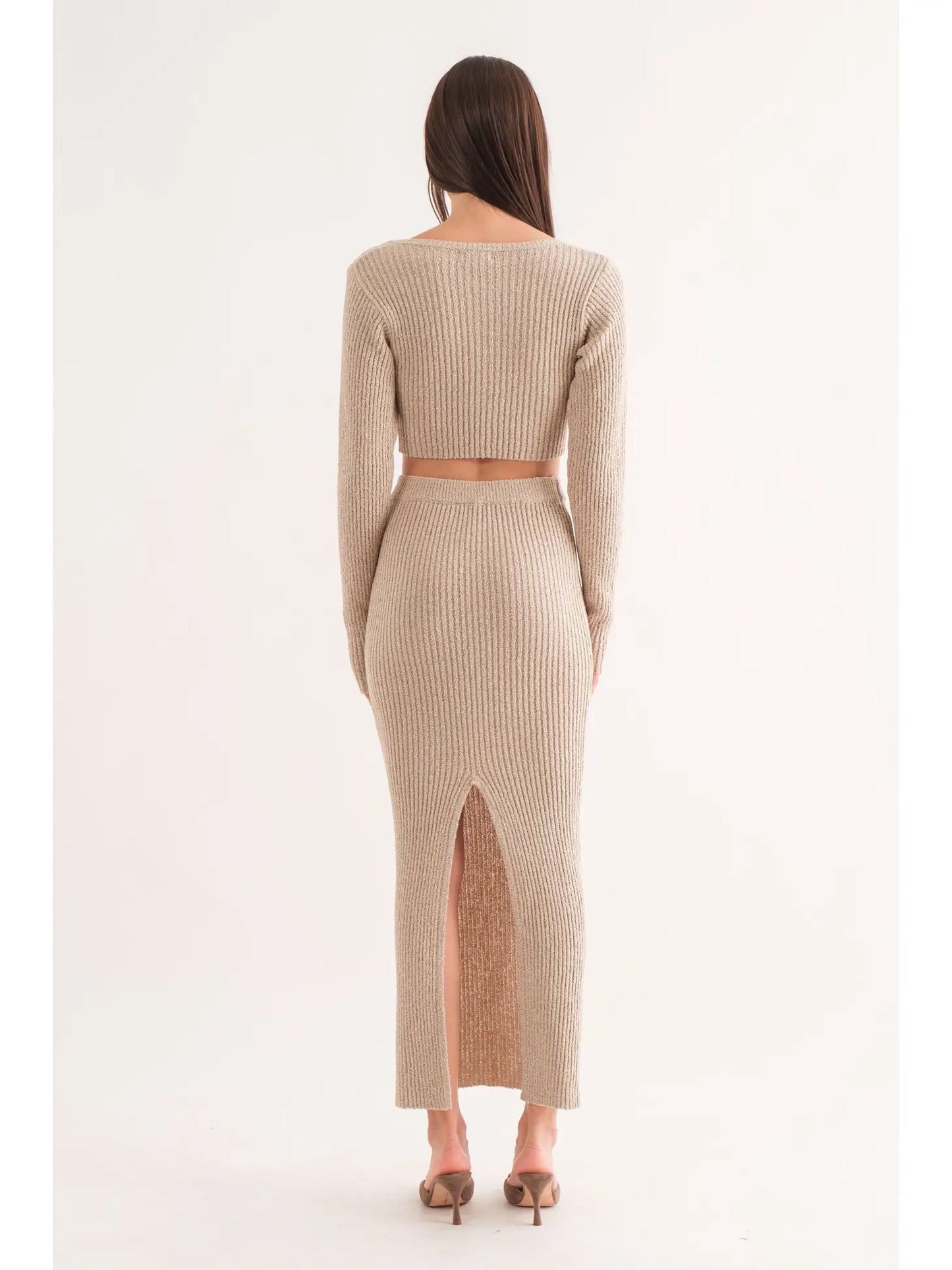 Gaia Long Sleeve Knit Button Up Crop Cardigan