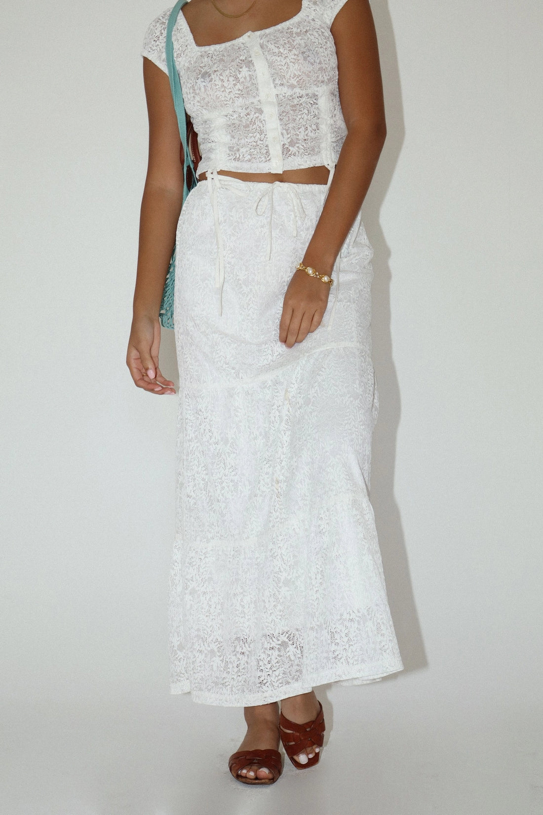Lace Long Tiered Skirt