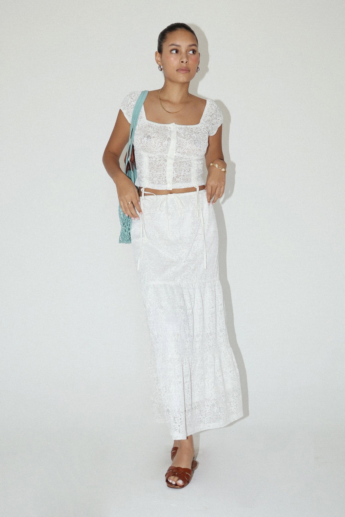 Lace Long Tiered Skirt