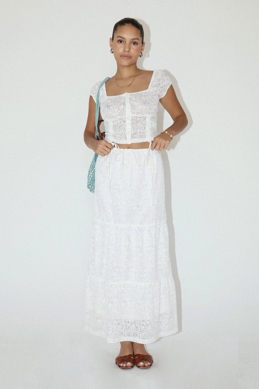 Lace Long Tiered Skirt