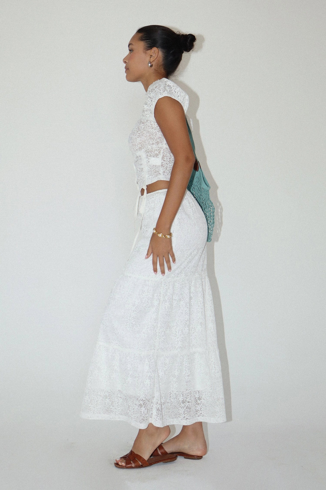 Lace Long Tiered Skirt