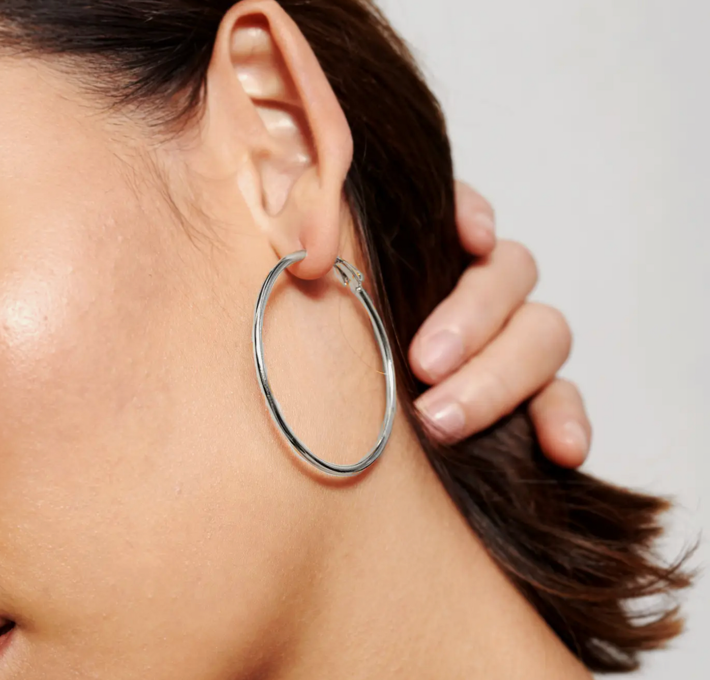 50mm Classic Silver Plated Hoops