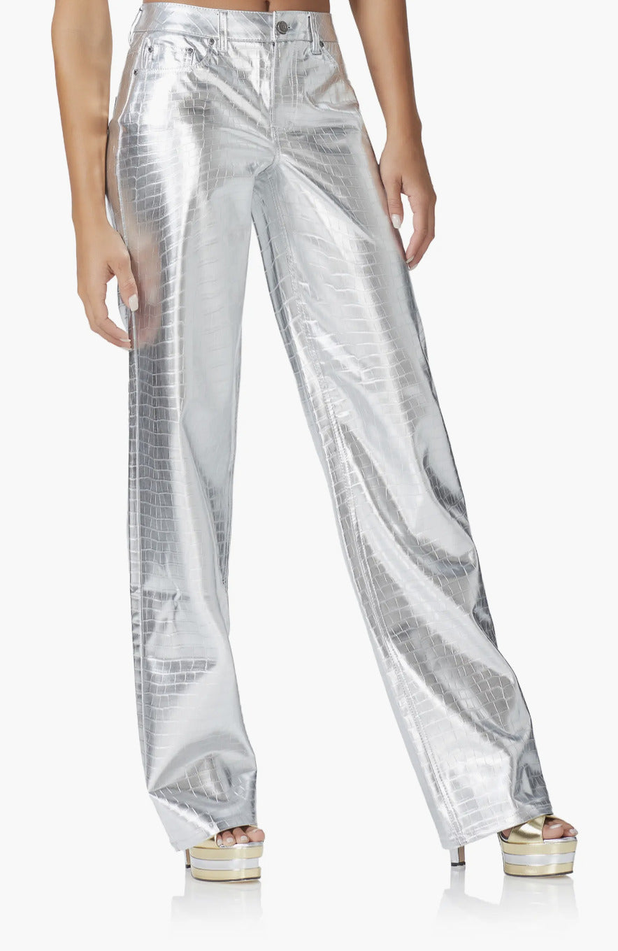 Marshall Croc Embossed Metallic Faux Leather Pants