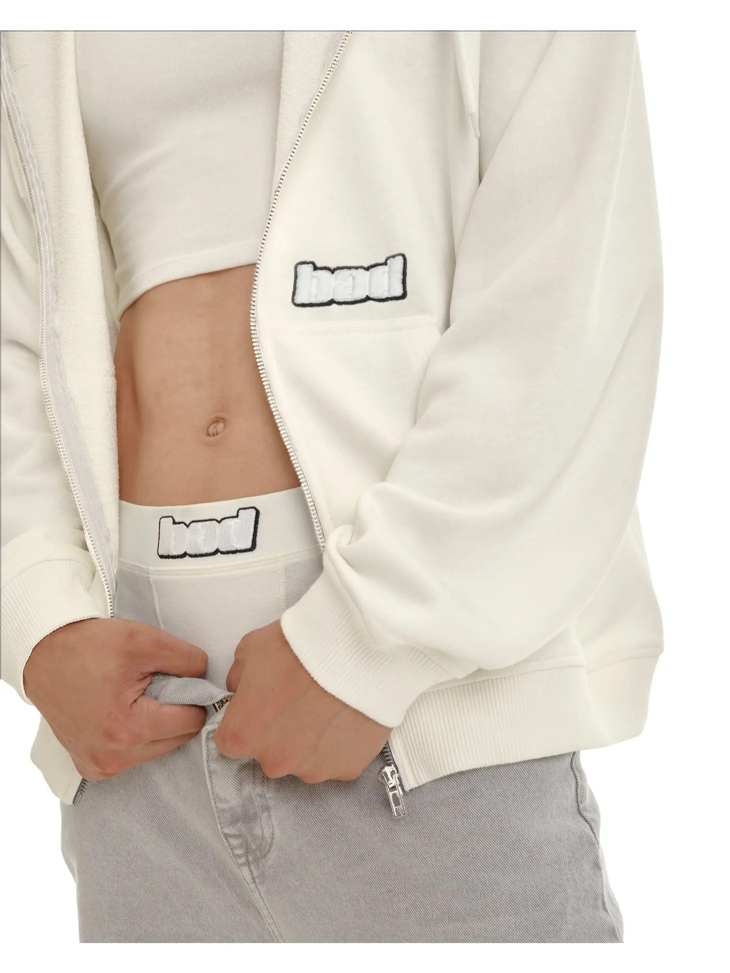 Normcore Ecru Zip Up Hoodie