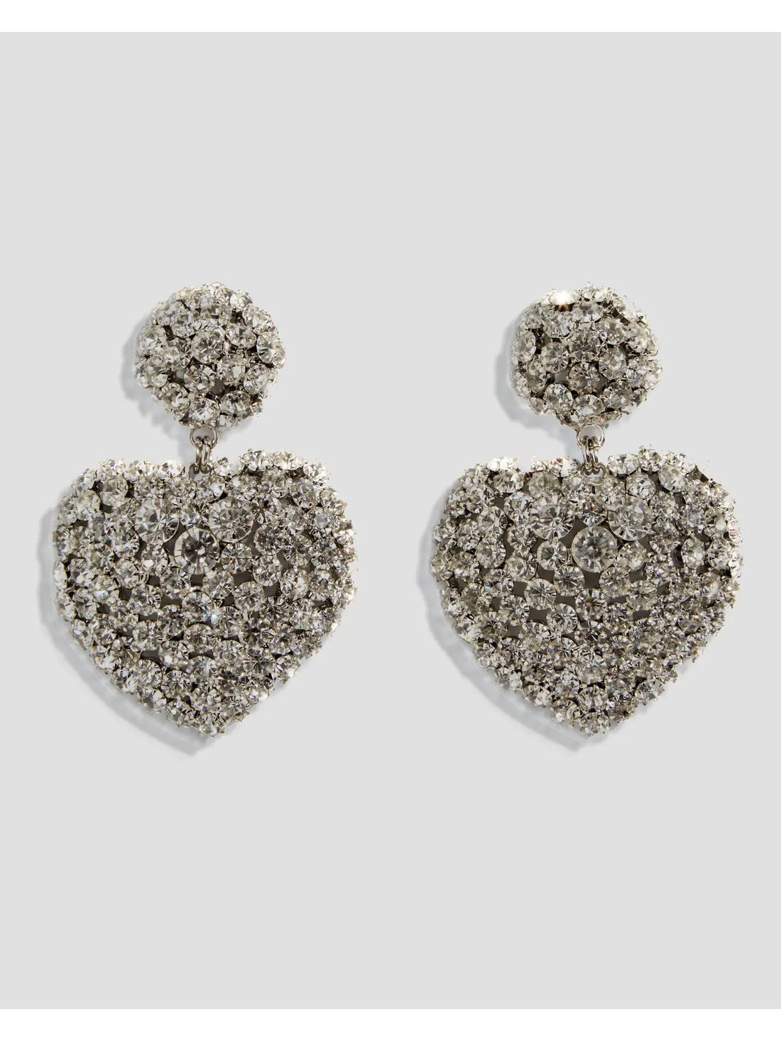Totem Diamante Studded Chunky Heart Earrings in Silver
