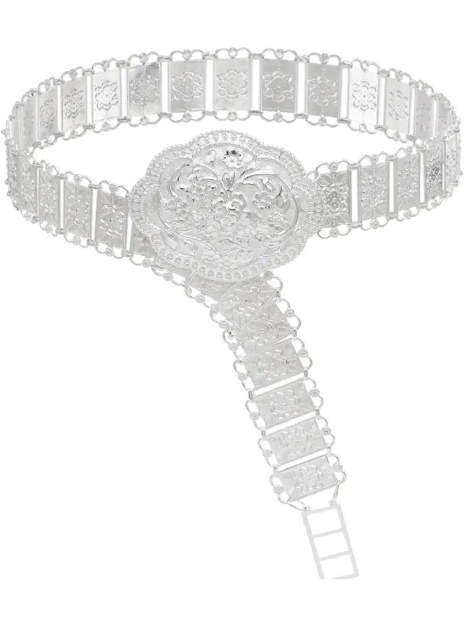 Armour Chunky Flower Chain Belt in Silver