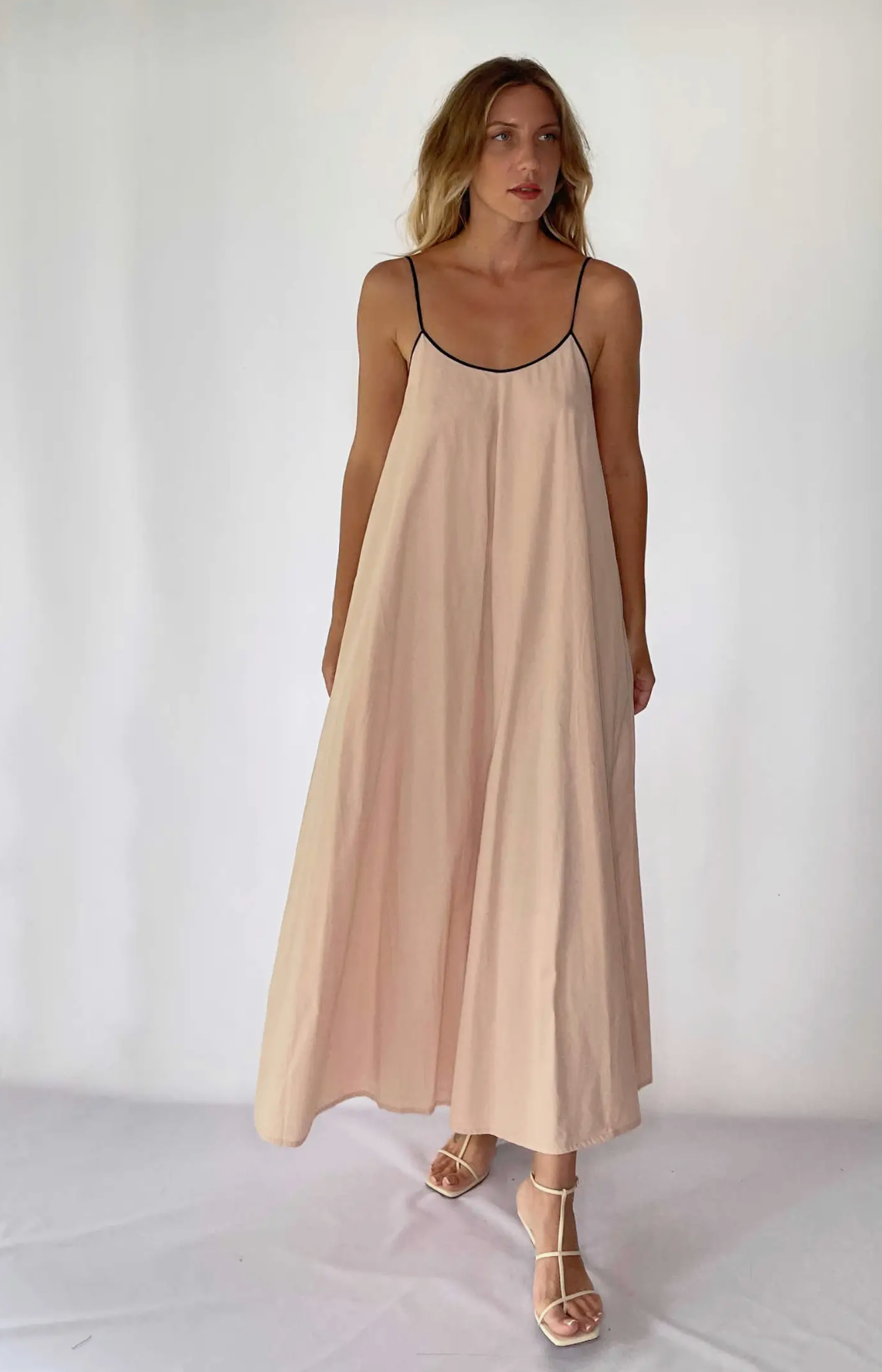 Cream Gabriella Open Back Slip Dress