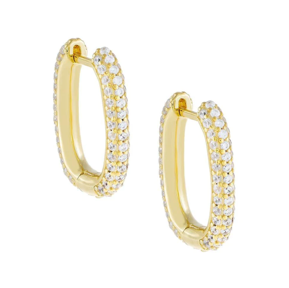 Mini Pavé Oval Huggie Earring