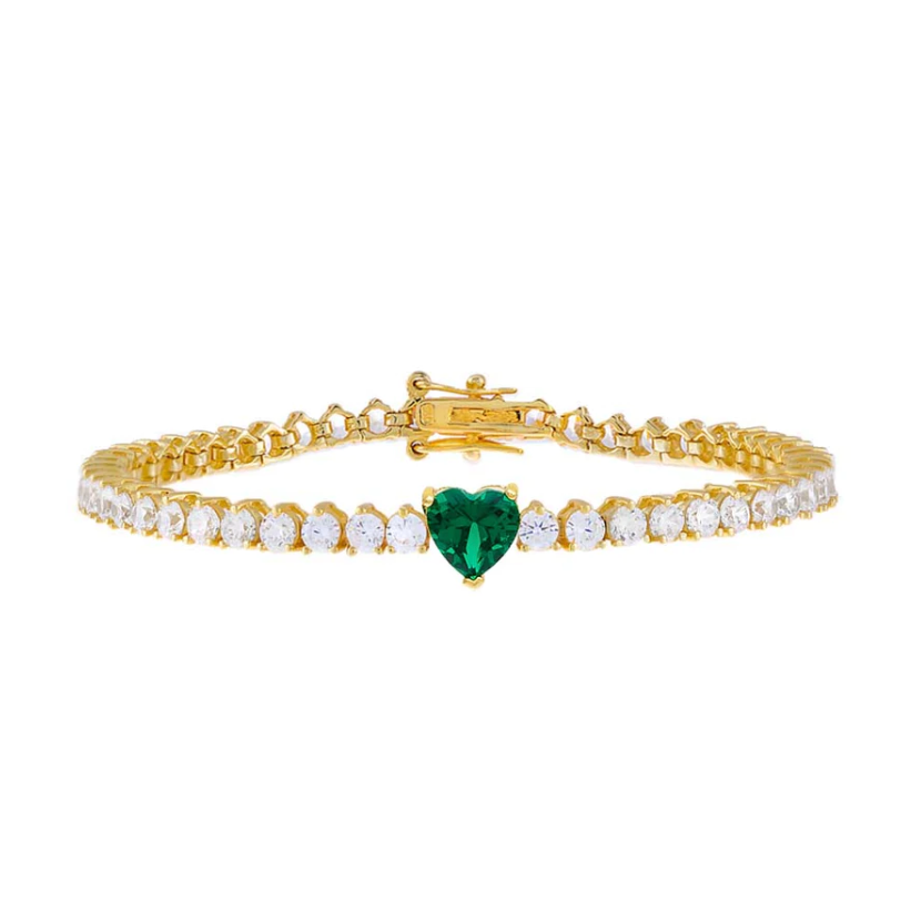 Colored Heart Tennis Bracelet
