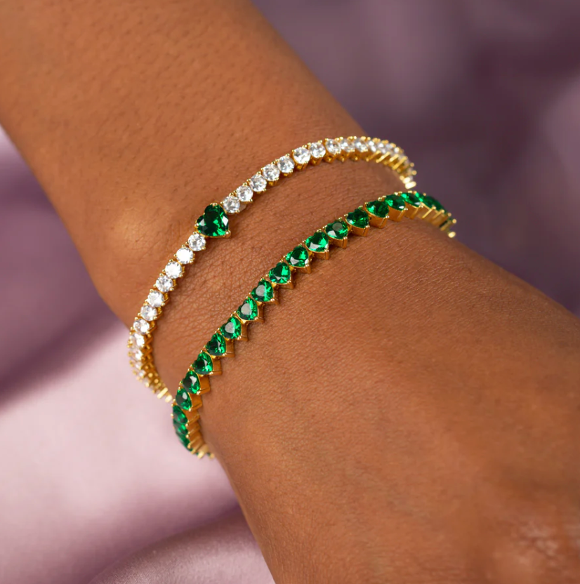 Colored Heart Tennis Bracelet
