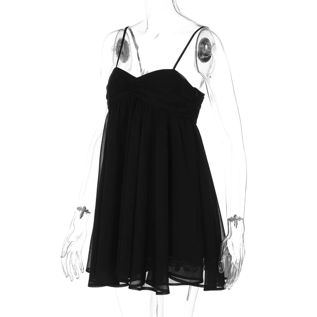 Chic Chiffon Cami Dress: Black / Missy / L
