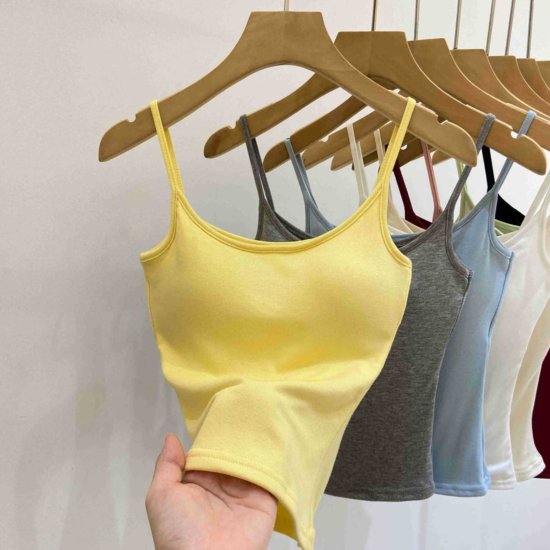 Women’s Padded Sleeveless Crop Tank Top: Yellow / Missy / L