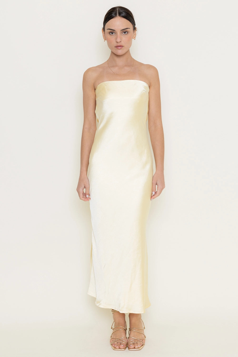 Chic Strapless Bias Open Back Maxi Slip M Chic Strapless Bias Open Back Maxi Slip M