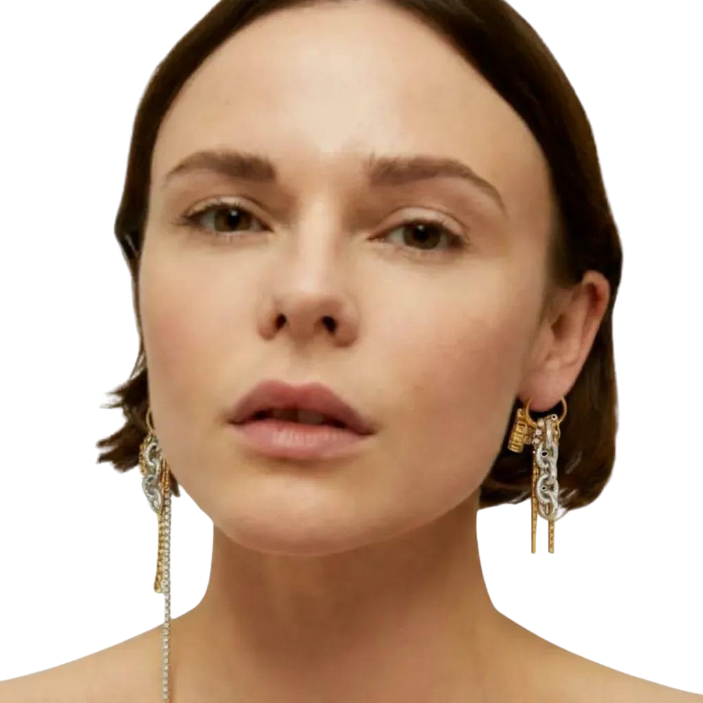 Stacked Hoop- Messy mix of texture PVD Waterproof Earrings: Two Tone