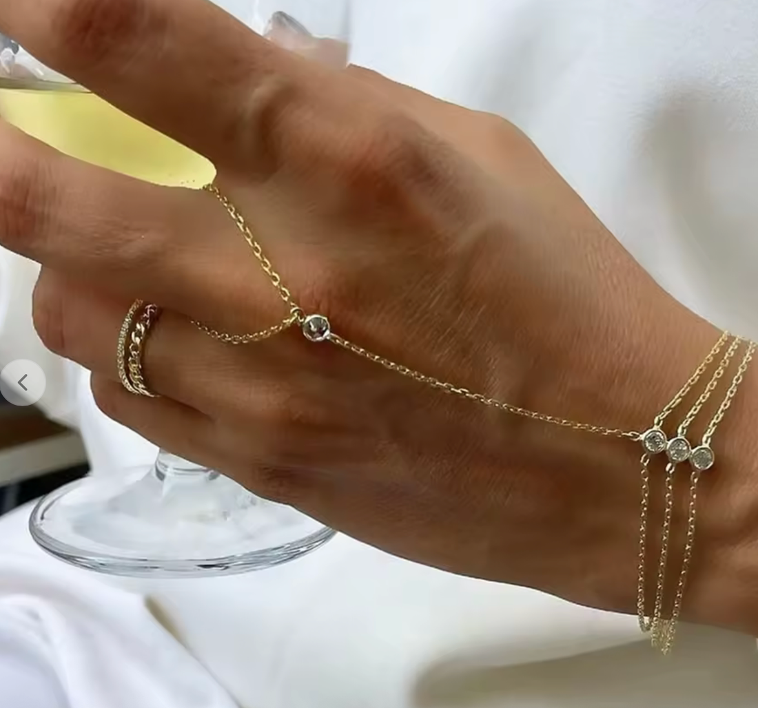 Make it a Triple- PVD CZ Hand Chain- Waterproof- 